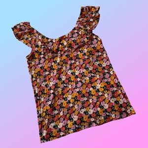 LOFT Floral Ruffle Sleeve Top